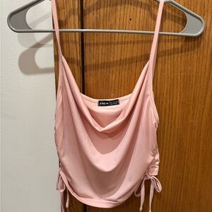 SHEIN Pink Cowl Neck Ruched Tank Top